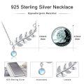 wholesale 925 Sterling Silver with Blue Moonstone and Olive Branch Design Pendant Necklace for Women & Girls-0-1