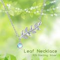 wholesale 925 Sterling Silver with Blue Moonstone and Olive Branch Design Pendant Necklace for Women & Girls-0-5