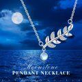 wholesale 925 Sterling Silver with Blue Moonstone and Olive Branch Design Pendant Necklace for Women & Girls-0-8