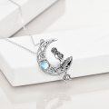wholesale 925 Sterling Silver Moonstone Mermaid Pendant Necklace for Women Girls Crescent Moon Gift-0-4