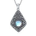 wholesale 925 Sterling Silver Blue Moonstone Triquetra Pendant Necklaces for Women-0-0