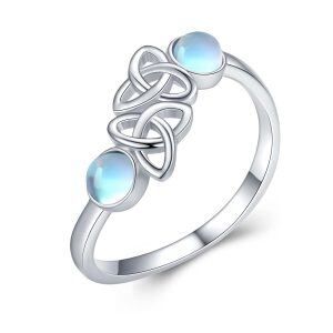 Sterling Silver Celtic Knot Moonstone Ring-0