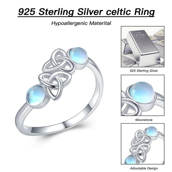 Sterling Silver Celtic Knot Moonstone Ring-1