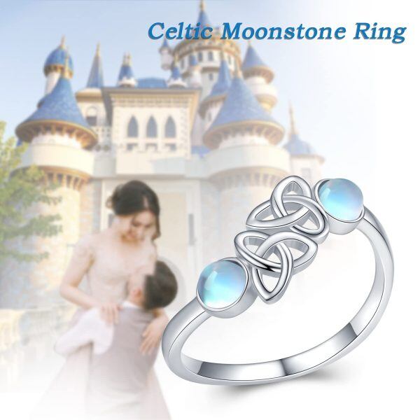 Sterling Silver Celtic Knot Moonstone Ring-5