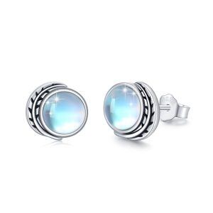 Sterling Silver Victorian Moonstone Stud Earrings-0