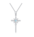 wholesale 925 Sterling Silver Celtic Cross Necklace with Moonstone for Teen Girls' Holiday Gift-0-0