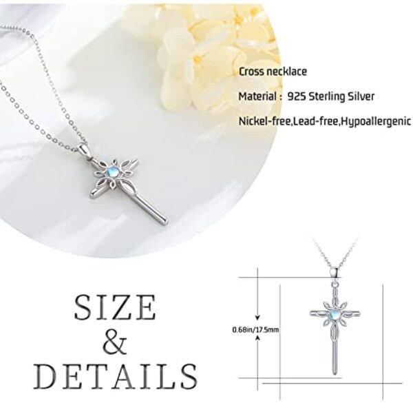 Sterling Silver Celtic Cross Pendant Necklace with Moonstone-1