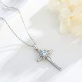 wholesale 925 Sterling Silver Celtic Cross Necklace with Moonstone for Teen Girls' Holiday Gift-0-4