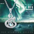 wholesale 925 Sterling Silver Heart-Shaped Swarovski Crystal Swan Pendant Necklace for Women and Girls Birthdays Gifts-0-5
