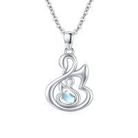wholesale 925 Sterling Silver Heart-Shaped Swarovski Crystal Swan Pendant Necklace for Women and Girls Birthdays Gifts- Rhodium Plated