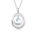 wholesale 925 Sterling Silver Blue Opalite Mother-Daughter Interlocking Circles Pendant Necklaces Gift Set-0-0