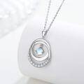 wholesale 925 Sterling Silver Blue Opalite Mother-Daughter Interlocking Circles Pendant Necklaces Gift Set-0-3