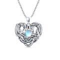 wholesale 925 Sterling Silver Heart Dragon Moonstone Pendant Lucky Charm Necklace for Women Girls Gifts-0-0