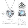 wholesale 925 Sterling Silver Heart Dragon Moonstone Pendant Lucky Charm Necklace for Women Girls Gifts-0-1