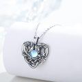 wholesale 925 Sterling Silver Heart Dragon Moonstone Pendant Lucky Charm Necklace for Women Girls Gifts-0-4