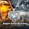 wholesale 925 Sterling Silver Heart Dragon Moonstone Pendant Lucky Charm Necklace for Women Girls Gifts-0-5