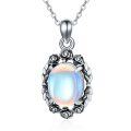 wholesale 925 Sterling Silver Rainbow Moonstone Flower Pendant Necklaces s for Women Girls Mom's Day Presents-0-0