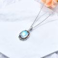 wholesale 925 Sterling Silver Rainbow Moonstone Flower Pendant Necklaces s for Women Girls Mom's Day Presents-0-4