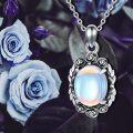 wholesale 925 Sterling Silver Rainbow Moonstone Flower Pendant Necklaces s for Women Girls Mom's Day Presents-0-5