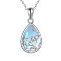 wholesale 925 Sterling Silver Blue Moonstone Elephant Teardrop Pendant Necklace for Women-0-0