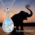 wholesale 925 Sterling Silver Blue Moonstone Elephant Teardrop Pendant Necklace for Women-0-5