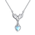 wholesale 925 Sterling Silver Mermaid Tail Heart Shape Blue Stone Vintage Jewelry Necklaces for Women-0-0