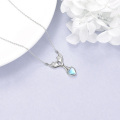 wholesale 925 Sterling Silver Mermaid Tail Heart Shape Blue Stone Vintage Jewelry Necklaces for Women-0-4