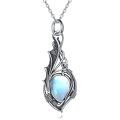 wholesale 925 Sterling Silver Rainbow Moonstone Dragon Wing Necklace for Women Girls-0-0