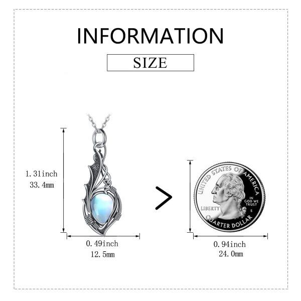 Sterling Silver Dragon Wing Moonstone Pendant Necklace-1