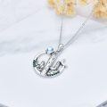 wholesale 925 Sterling Silver Cactus & Crescent Moon Pendant w/ Blue Simulated Moonstone for Women's Necklaces Gifts-0-4