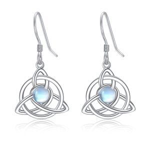 Sterling Silver Celtic Knot Moonstone Dangle Earrings-0