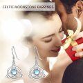 wholesale 925 Sterling Silver Moonstone Celtic Knot Earrings - Hypoallergenic Lucky Jewelry for Women and Girls-0-5