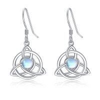 wholesale 925 Sterling Silver Moonstone Celtic Knot Earrings - Hypoallergenic Lucky Jewelry for Women and Girls- Rhodium Plated