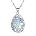 wholesale 925 Sterling Silver Blue Moonstone Teardrop Tree of Life Pendant Necklace for Women and Girls-0-0