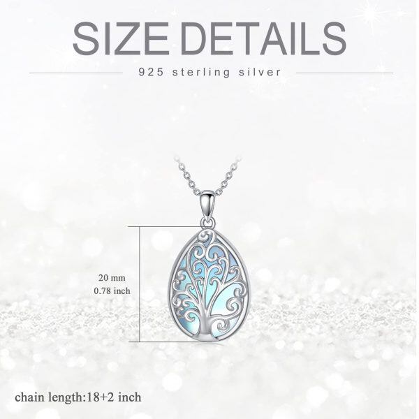 Sterling Silver Tree of Life Moonstone Pendant Necklace-1