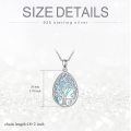 wholesale 925 Sterling Silver Blue Moonstone Teardrop Tree of Life Pendant Necklace for Women and Girls-0-1