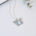wholesale 925 Sterling Silver Blue Moonstone Butterfly Pendant Necklace for Women-0-3