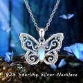 wholesale 925 Sterling Silver Blue Moonstone Butterfly Pendant Necklace for Women-0-5