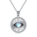 wholesale 925 Sterling Silver Moonstone Evil Eye Pendant Necklace - Blue Stone Charm Jewelry for Women-0-0