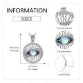 wholesale 925 Sterling Silver Moonstone Evil Eye Pendant Necklace - Blue Stone Charm Jewelry for Women-0-1