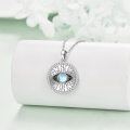 wholesale 925 Sterling Silver Moonstone Evil Eye Pendant Necklace - Blue Stone Charm Jewelry for Women-0-3