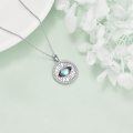 wholesale 925 Sterling Silver Moonstone Evil Eye Pendant Necklace - Blue Stone Charm Jewelry for Women-0-4