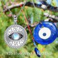 wholesale 925 Sterling Silver Moonstone Evil Eye Pendant Necklace - Blue Stone Charm Jewelry for Women-0-5