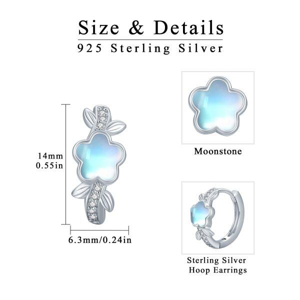 Sterling Silver Moonstone Blumen Hoop Earrings-1