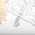 wholesale 925 Sterling Silver Heart & Angel Moonstone Pendant Necklace s for Women-0-4