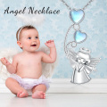 wholesale 925 Sterling Silver Heart & Angel Moonstone Pendant Necklace s for Women-0-5