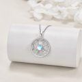 wholesale 925 Sterling Silver Moonstone Round Cross Pendant Necklace with 18+2 Chain-0-3