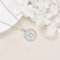 wholesale 925 Sterling Silver Moonstone Round Cross Pendant Necklace with 18+2 Chain-0-4