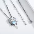 wholesale 925 Sterling Silver Dragon & Sword with Blue Moonstone Pendant Necklace for Women-0-4