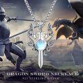 wholesale 925 Sterling Silver Dragon & Sword with Blue Moonstone Pendant Necklace for Women-0-5